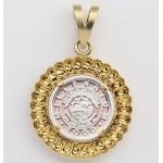 Beautiful .999 PURE SILVER  Quarter Horse Coin  in Solid 14kt GOLD Fluted Design Pendant